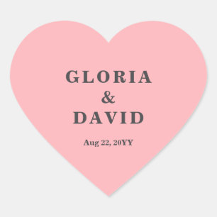 Blush Pink Vielen Dank für Ihre Hochzeit Herz-Aufkleber
