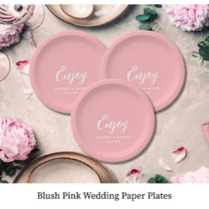 Blush Pink Vielen Dank für Ihre Hochzeit Pappteller