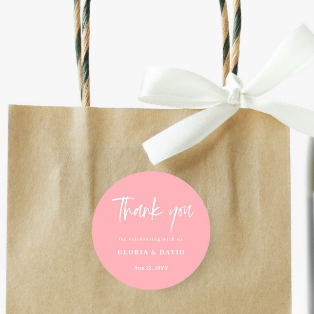 Blush Pink Vielen Dank für Ihre Hochzeit Runder Aufkleber (Von Creator hochgeladen)