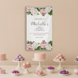 Blush Pink Vintag Flora 50. Geburtstag Willkommen Banner