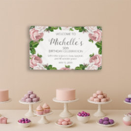 Blush Pink Vintag Floral 50. Geburtstag Willkommen Banner