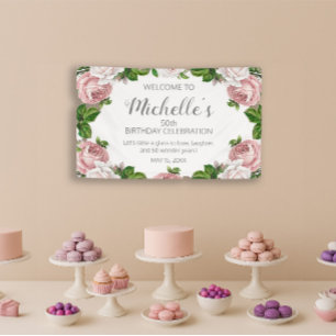 Blush Pink Vintag Floral 50. Geburtstag Willkommen Banner