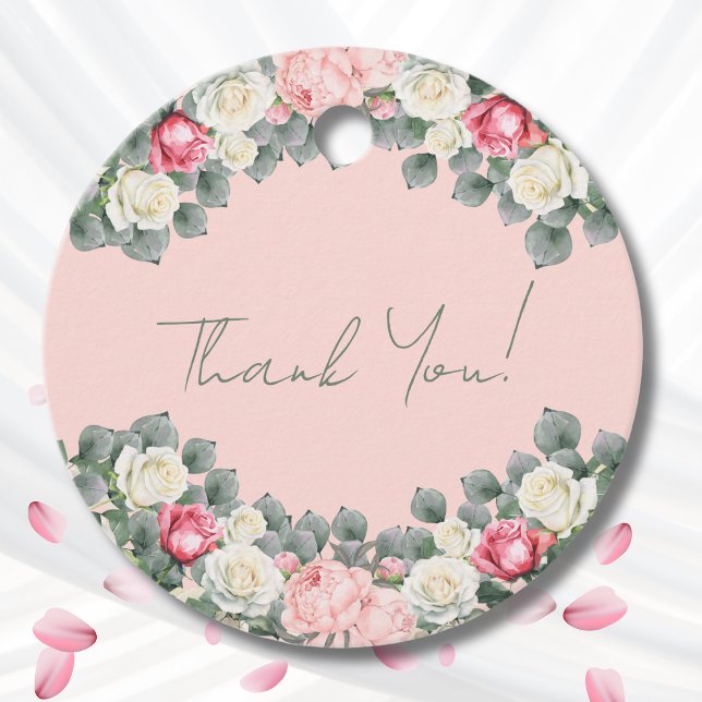 Blush Pink Vintag Garden Rose Kinderdusche Geschenkanhänger (Von Creator hochgeladen)