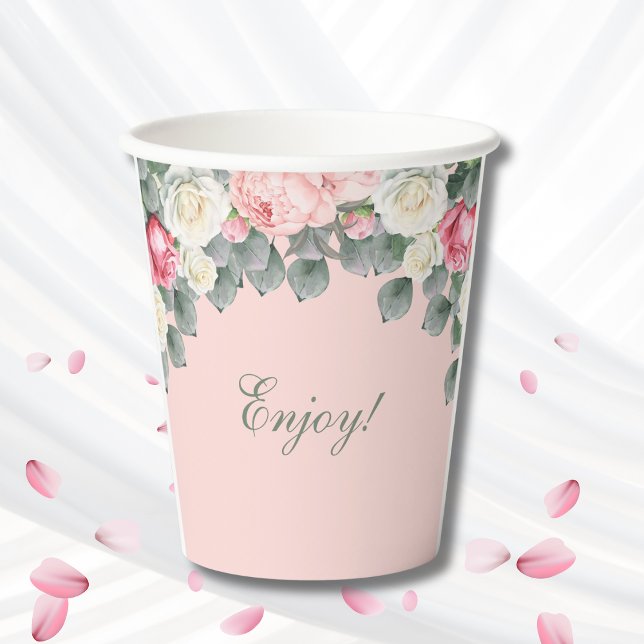 Blush Pink Vintag Garden Rose Kinderdusche Pappbecher (Von Creator hochgeladen)
