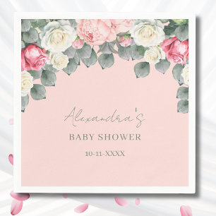 Blush Pink Vintag Garden Rose Kinderdusche Serviette