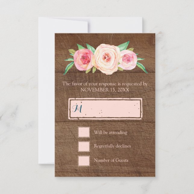 Blush Pink Vintage Blumenzwiebelzange RSVP Karte (Vorderseite)