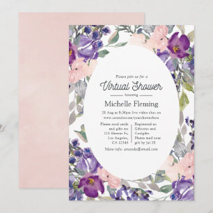 Blush Pink, Violet und Plum Virtual Baby Dusche Einladung