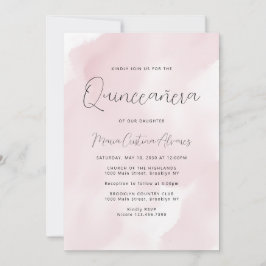 Blush Pink Wasserfarbe 15. Geburtstag Quinceañera Einladung