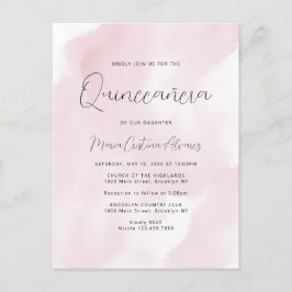 Blush Pink Wasserfarbe 15. Geburtstag Quinceañera  Postkarte