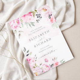 Blush Pink Wasserfarbe Blumengrün Hochzeit Save The Date