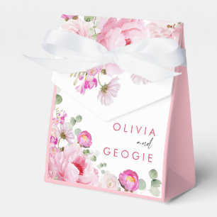 Blush Pink Wasserfarbe Blumenzellenhochzeit Geschenkschachtel