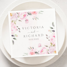 Blush Pink Wasserfarbe Blumenzellenhochzeit Serviette