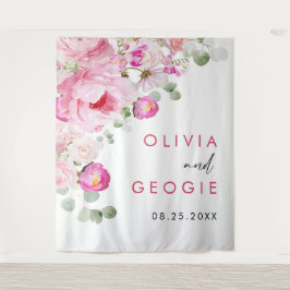 Blush Pink Wasserfarbe Blumenzellenhochzeit Wandteppich