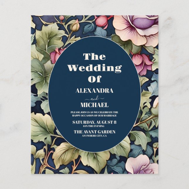 Blush Pink Wasserfarbe Blumenzwiebelblume Hochzeit (Vorderseite)