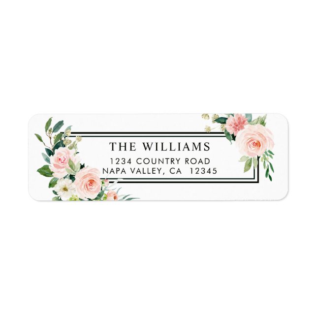 Blush Pink Wasserfarbe Blüte Rücksendeadresse (Vorne)