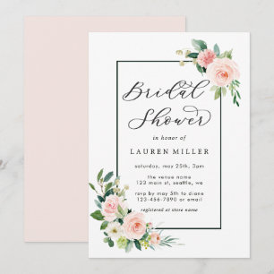 Blush Pink Wasserfarbe Blütendusche Einladung