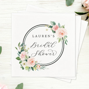 Blush Pink Wasserfarbe Blütendusche Serviette
