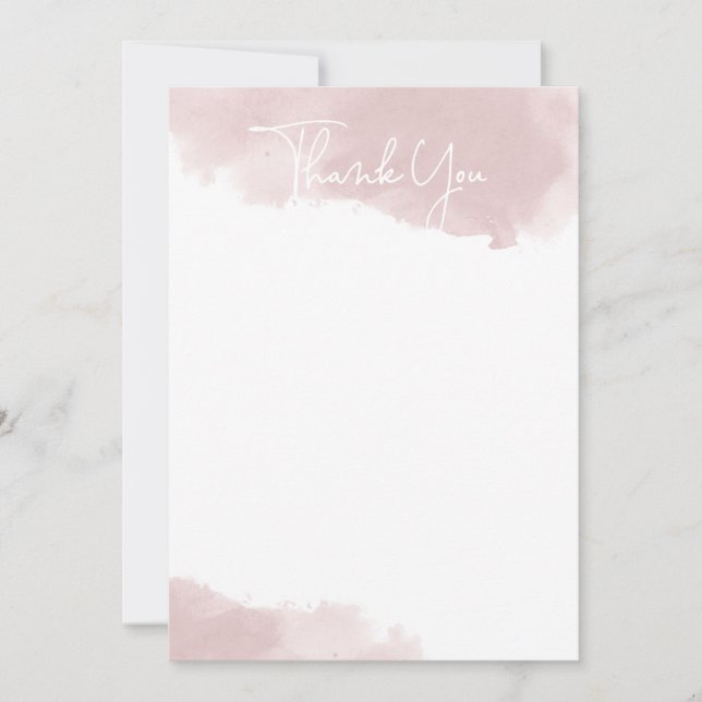 Blush Pink Wasserfarbe Danke Karte (Vorderseite)
