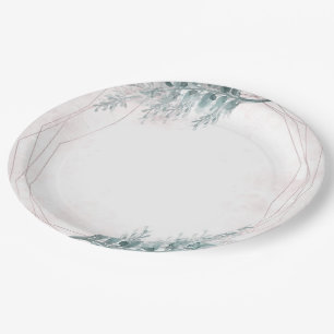 Blush Pink Wasserfarbe Geometrische botanische Hoc Pappteller