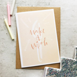 Blush Pink Wasserfarbe Kerze Geburt zum Geburtstag Karte