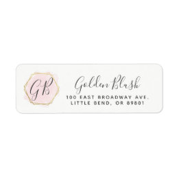 Blush Pink Wasserfarbe & Moderne Gold Rücksendeadr