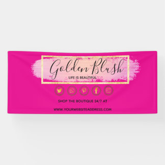Blush Pink Wasserfarbe & Moderne Goldene geometris Banner