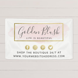 Blush Pink Wasserfarbe & Moderne Goldene geometris Banner