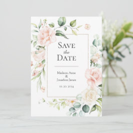 Blush Pink Wasserfarbe Romantische Blumenzehen Save The Date