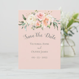 Blush Pink Wasserfarbe Romantische Blumenzehen Save The Date