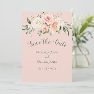 Blush Pink Wasserfarbe Romantische Blumenzehen Save The Date