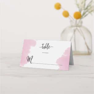 Blush Pink Wasserfarbe Schlagt Moderne Tischnummer Platzkarte