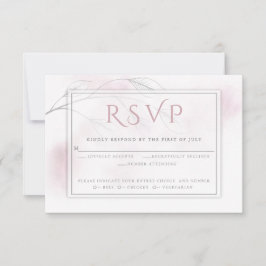 Blush Pink Wasserfarbe Wash Grau Willow RSVP Karte