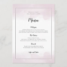 Blush Pink Wasserfarben Schwarzes Skript Hochzeit Menükarte