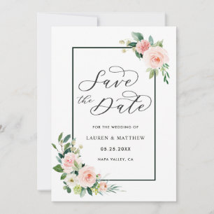 Blush Pink Wasserfarbenblut Hochzeit speichern Sie Save The Date