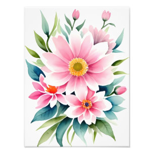 Blush Pink Water Lilies Aquarellbilder Fotodruck