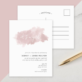 Blush Pink Watercolor Baby Dusche von Mail Einladu Feiertagspostkarte