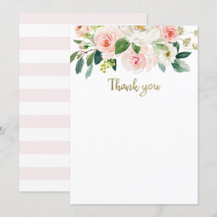 Blush Pink Watercolor Babydusche Danke Karte