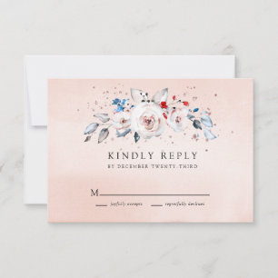 Blush Pink Watercolor Blumenzehen RSVP Karte