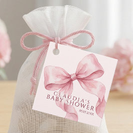 Blush Pink Watercolor Bow Baby Shower Thank You Geschenkanhänger