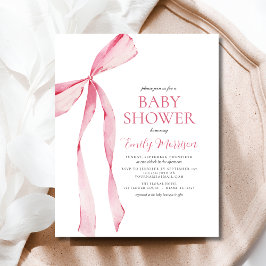 Blush Pink Watercolor Bow Girl Baby Dusche