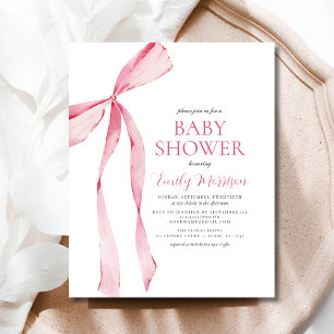 Blush Pink Watercolor Bow Girl Baby Dusche