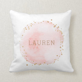 Blush Pink Watercolor Circle Gold Punkte Kissen