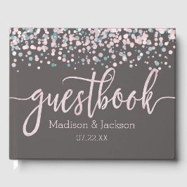 Blush Pink Watercolor Confetti Wedgram Gästebuch