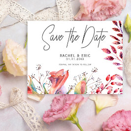 Blush Pink Watercolor Floral Save the Date Karte