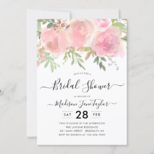 Blush Pink Watercolor Floral Script Brautparty Einladung