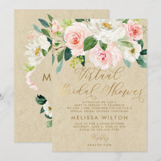 Blush Pink Watercolor Floral Virtual Brautparty Einladung