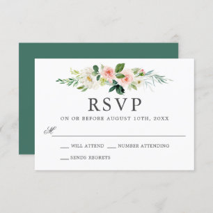 Blush Pink Watercolor Floral Wedding RSVP Einladung