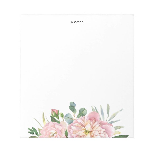 Blush Pink Watercolor Garden Roses Custom Notizblock (Vorderseite)