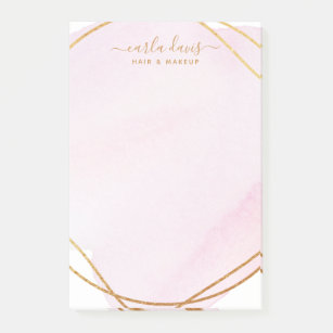 Blush Pink Watercolor Gold Circle Salon Post-it Klebezettel