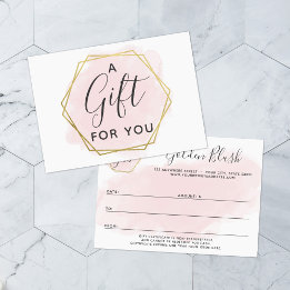 Blush Pink Watercolor & Gold Geschenkgutschein Einladung